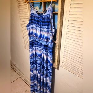 Blue Pattern Maxi Dress